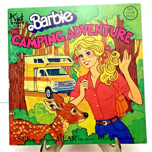 Vtg Barbie Camping Adventure See Hear Read Book 1981 80s 7" x 7"